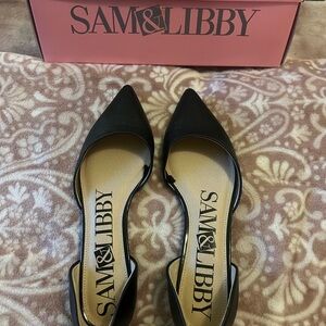 Sam & Libby Black Pointed D'Orsay Slip-On Flats